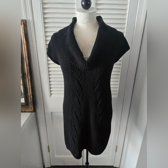 Express Black Cable Knit Sweater Dress M - Picture 2 of 10